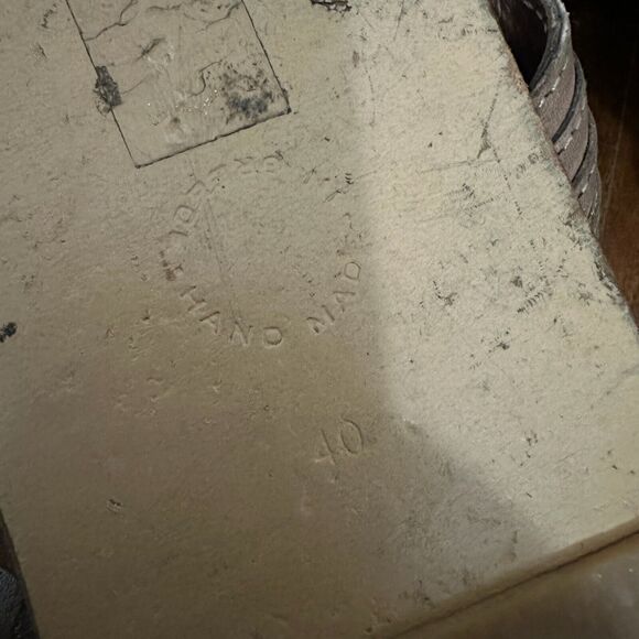 VALIA GABRIEL Sandals Taupe Leather Toe-Ring Flat Slide - Picture 10 of 10